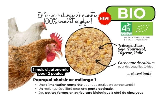 Mélange complet BIO et local pour Poules Pondeuses 10kg