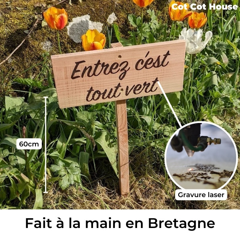 Pancarte en bois gravée extérieur déco