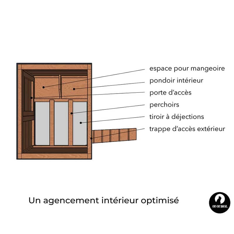 Poulailler 4 poules - modèle Houdan